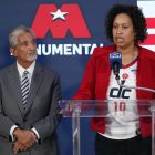 DC Mayor Muriel Bowser and Caps and Wizards Owner Ted Leonsis