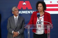 DC Mayor Muriel Bowser and Caps and Wizards Owner Ted Leonsis