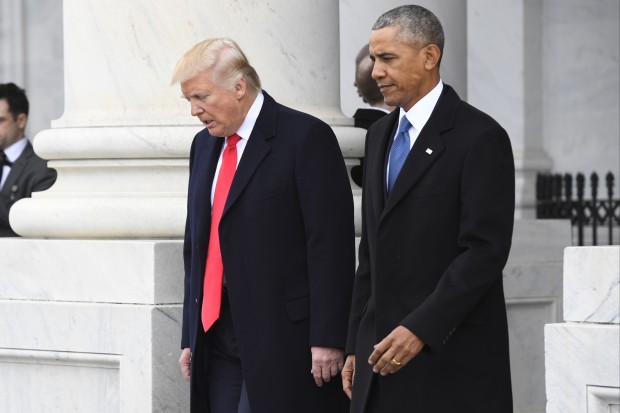 Donald Trump and Barack Obama at Trump inauguration 5_AP Images