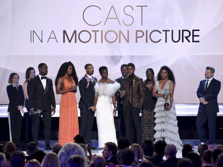 Sterling K. Brown, Angela Bassett, Lupita Nyong’o, Chadwick Boseman, Danai Gurira, Michael B. Jordan, Andy Serkis outstanding performance “Black Panther” SAG Awards 2019_AP Images 7
