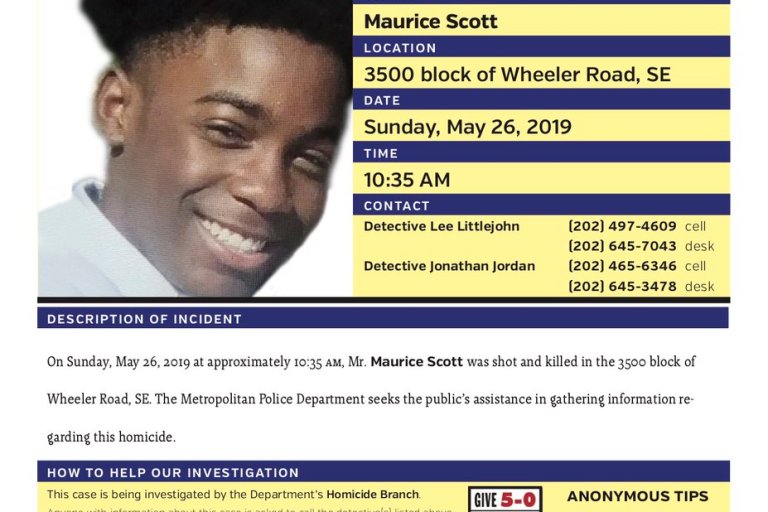 Reward For Information In The Killing of DC Honor Student