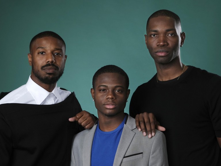 “David Makes Man,” poses with executive producer Michael B. Jordan_AP Images