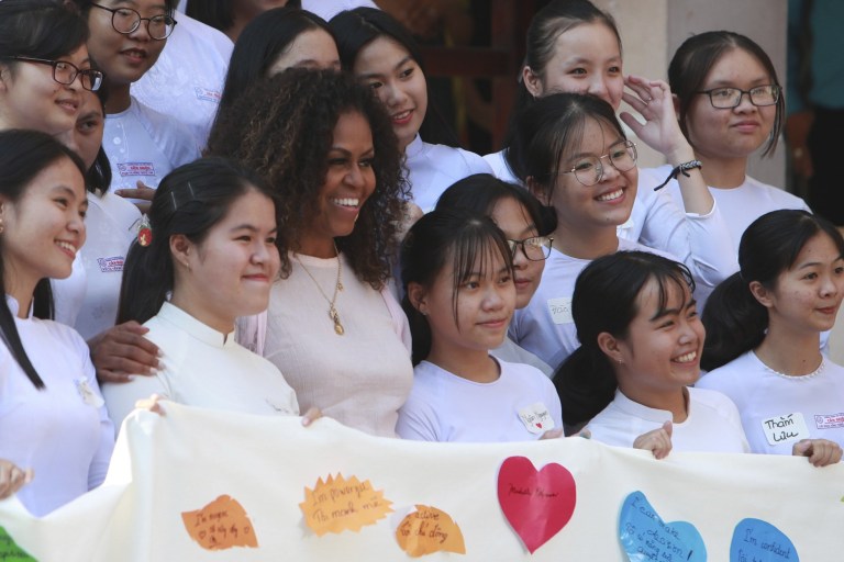 Michelle Obama Promotes Girls Education In Vietnam School