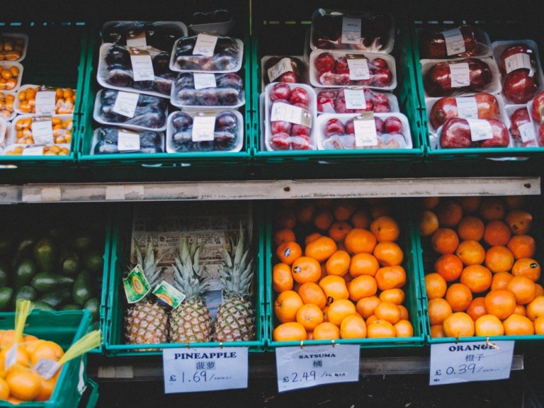 boxes of fruit and meat- pexel