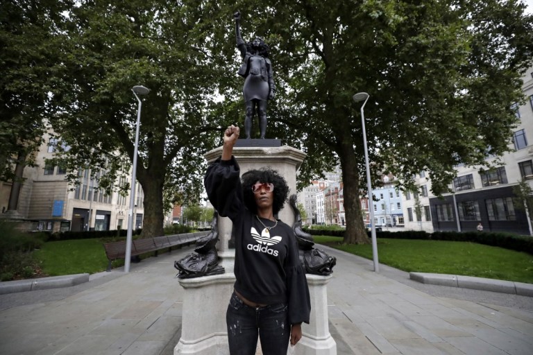 Statue Of Black Protester Replaces Toppled UK Slave Trader