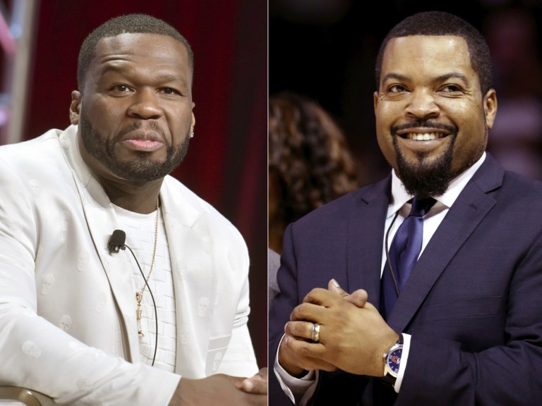 50 Cent Ice Cube altered photos in Trump hats_AP Images