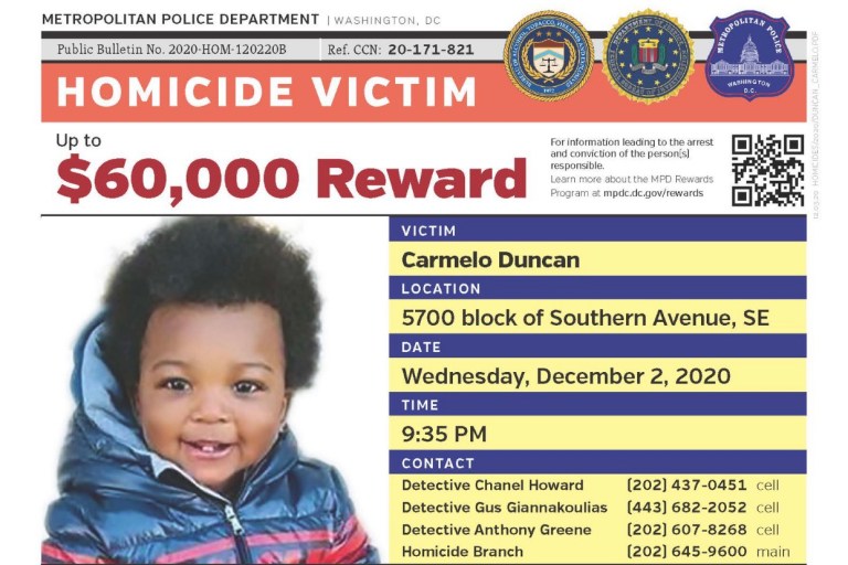 DC Toddler Fatally Shot.  Police Looking for Suspects