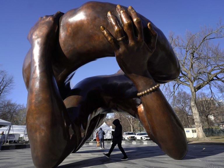 AP- MLK -STATUE- THE EMBRACE