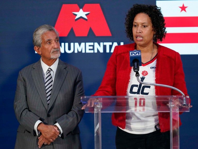 DC Mayor Muriel Bowser and Caps and Wizards Owner Ted Leonsis