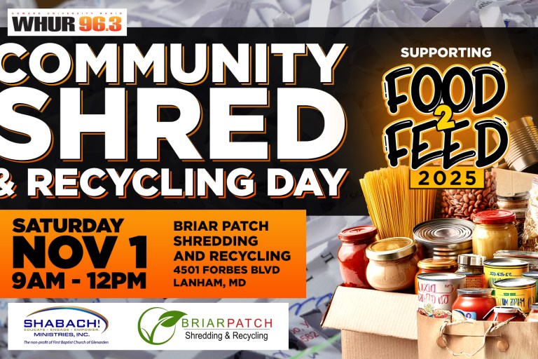 96.3 WHUR Community Shred and Recycling Day Supporting Food2Feed 2025